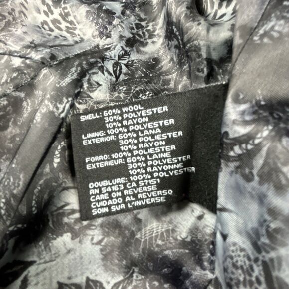 Guess Wool Blend Pea Coat Womens Sz XL Colorblock Charcoal Black Snap Zip Up - Picture 7 of 10